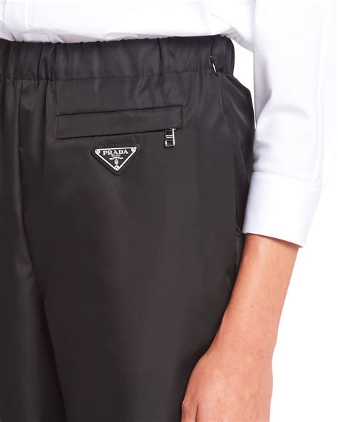 prada logo patch nylon shorts|prada gabardine nylon pants.